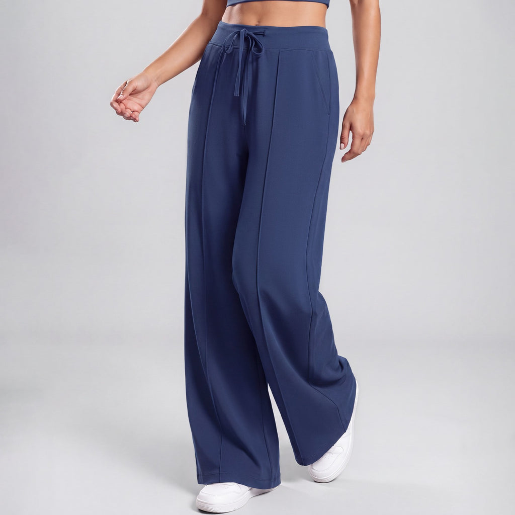 High Waist Drawstring Wide Leg Yoga Pants With Pockets