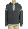 Varsity Stripe Hooded Knit Sweater - Grey