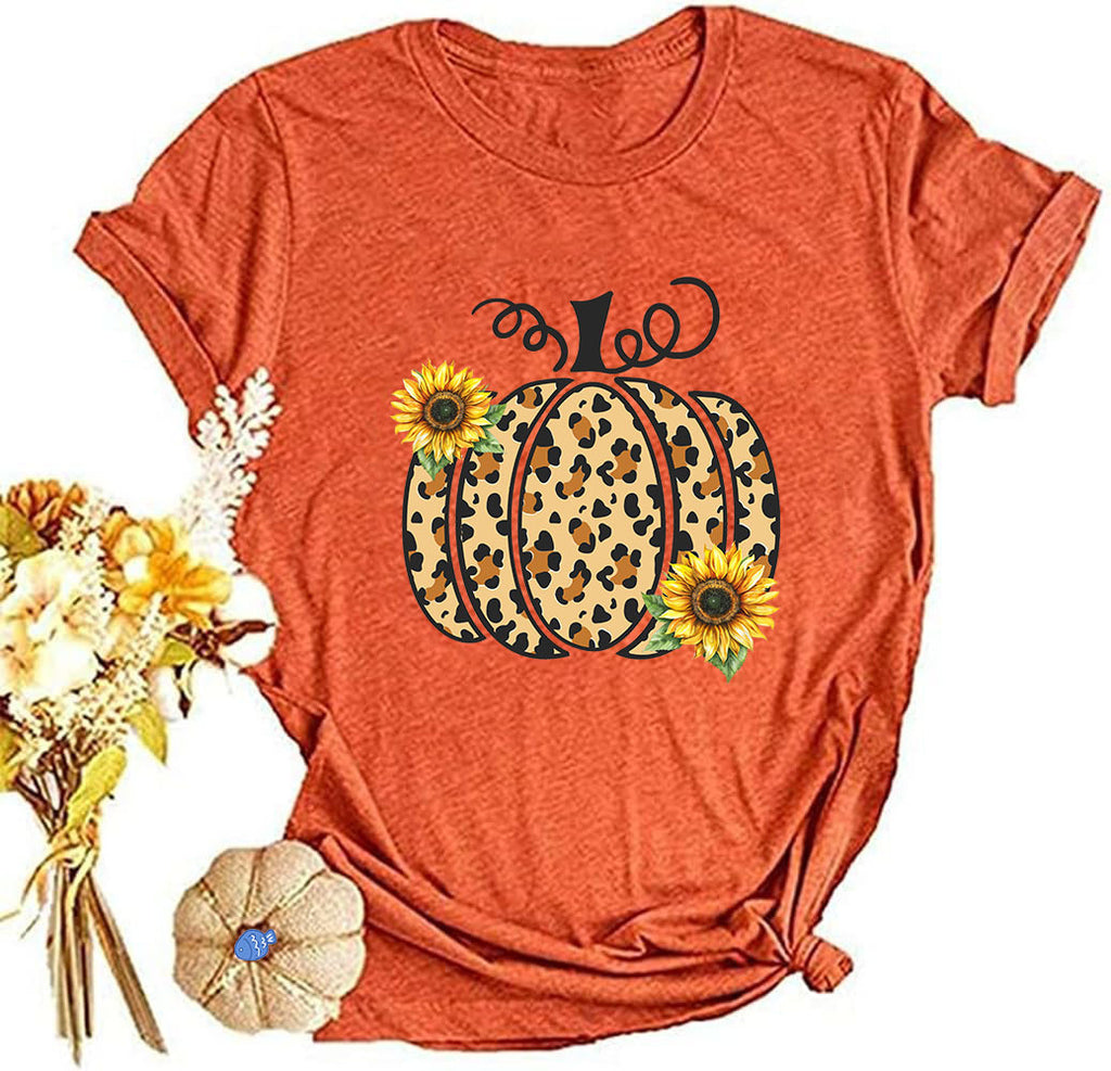 Watercolor Pumpkin Graphic Short Sleeve Tee - Orange