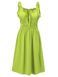 Ruffle Strap Shirred Bodice Maxi Dress - Green