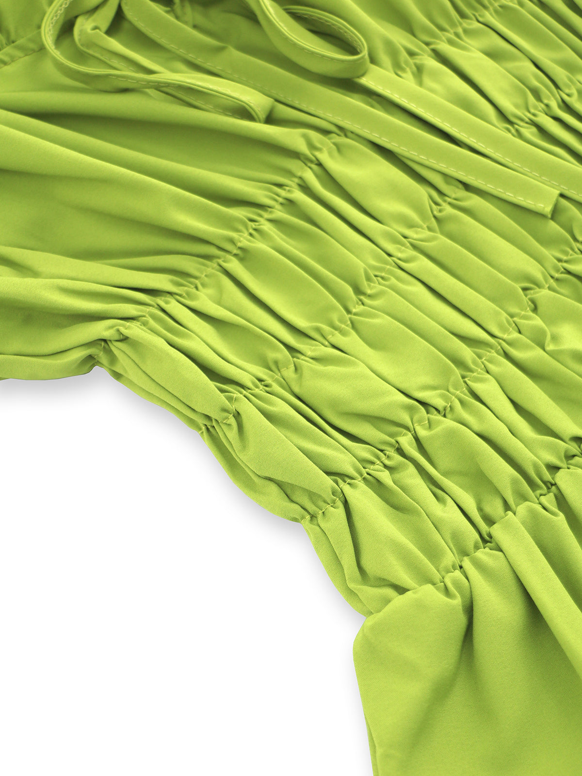 Ruffle Strap Shirred Bodice Maxi Dress - Green - 2