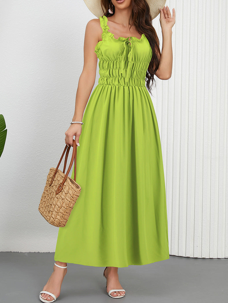 Ruffle Strap Shirred Bodice Maxi Dress - view 1