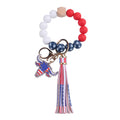 Silicone Bead Wristlet Keychain With Tassel - Bull