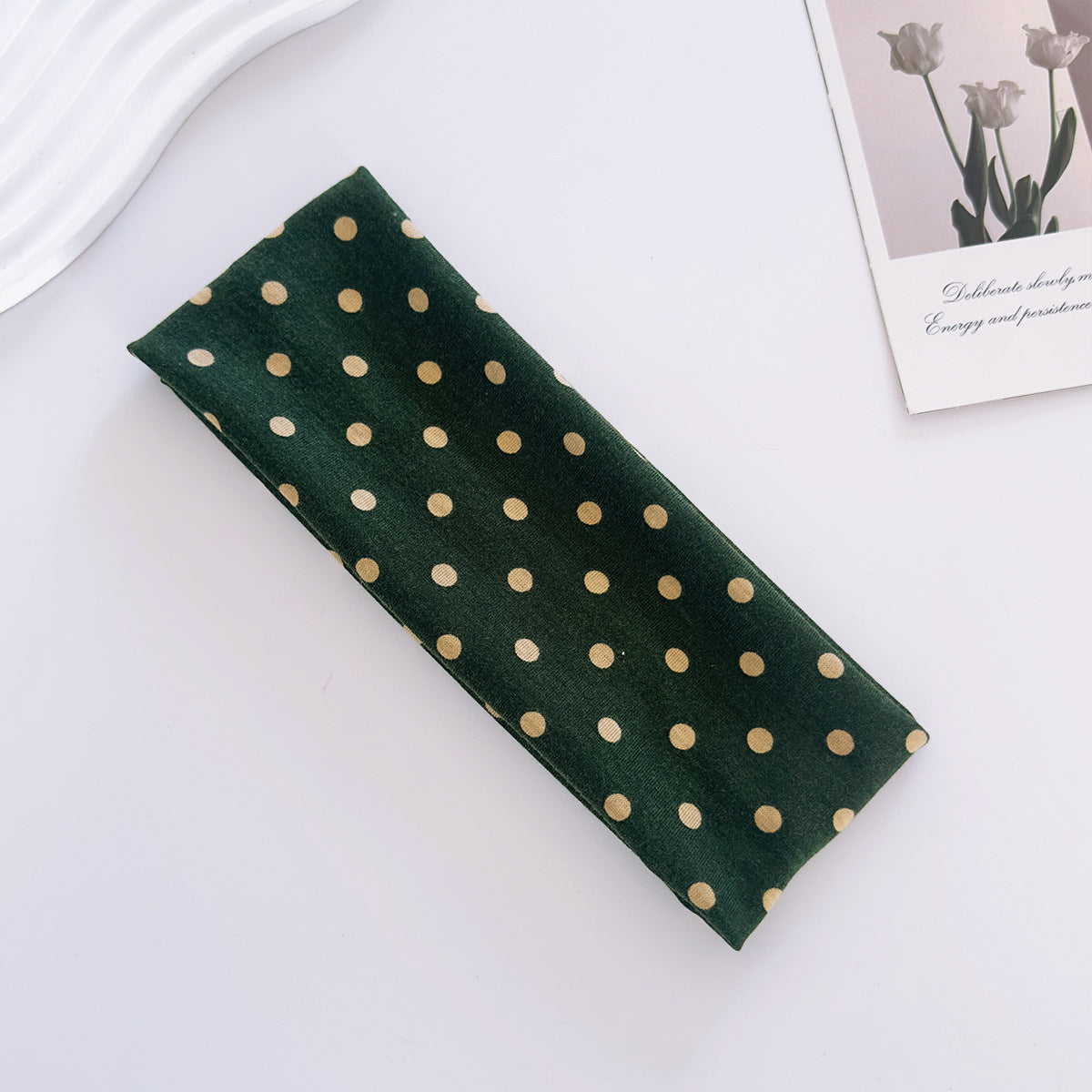 Wide Stretch Polka Dot Yoga Headband - Green