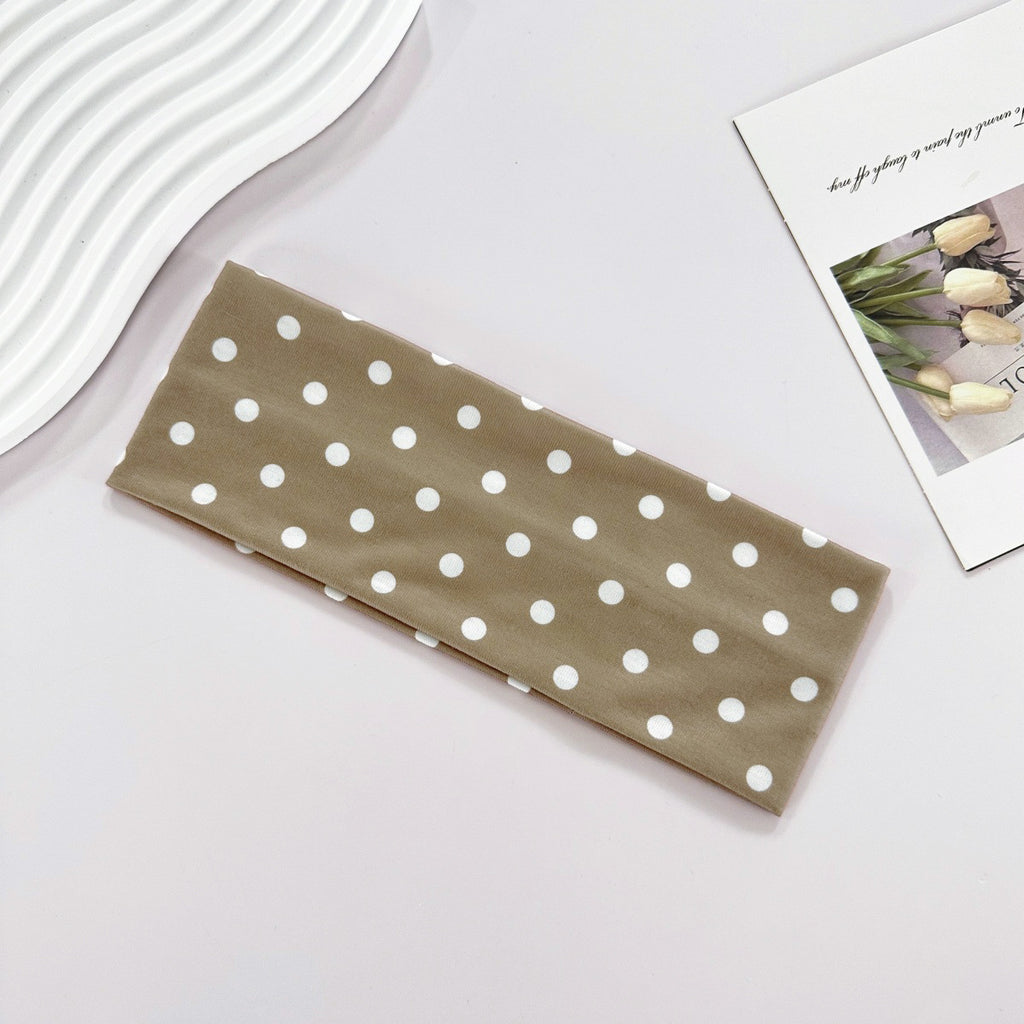 Wide Stretch Polka Dot Yoga Headband - Khaki