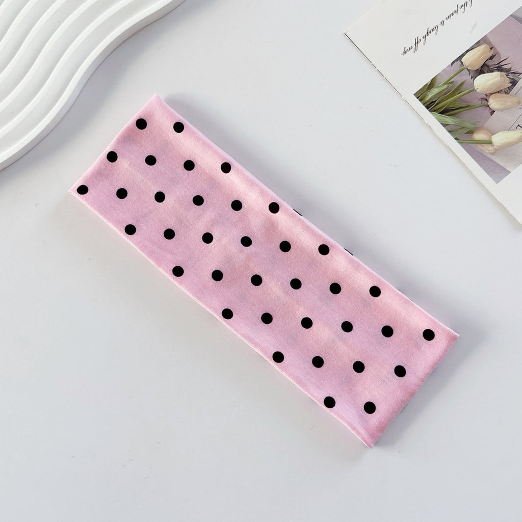 Wide Stretch Polka Dot Yoga Headband - Pink