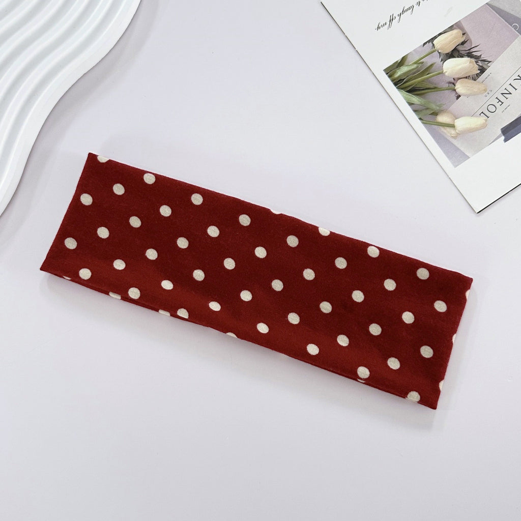 Wide Stretch Polka Dot Yoga Headband - Red