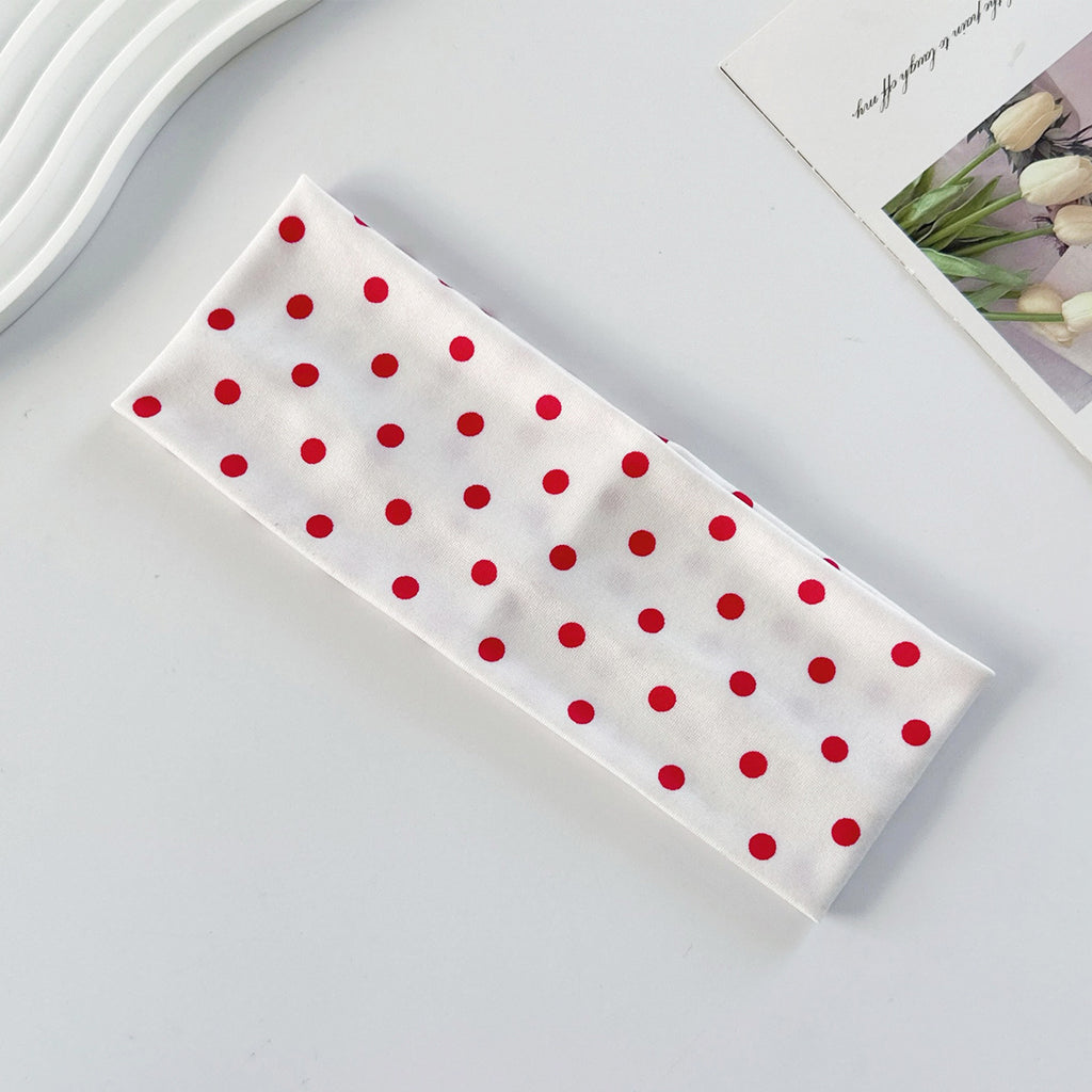 Wide Stretch Polka Dot Yoga Headband - White01