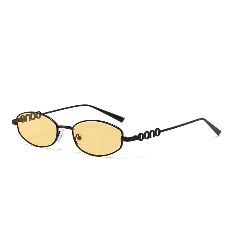 Y2K Slim Oval Sunglasses With Sculpted Temples - Color_01