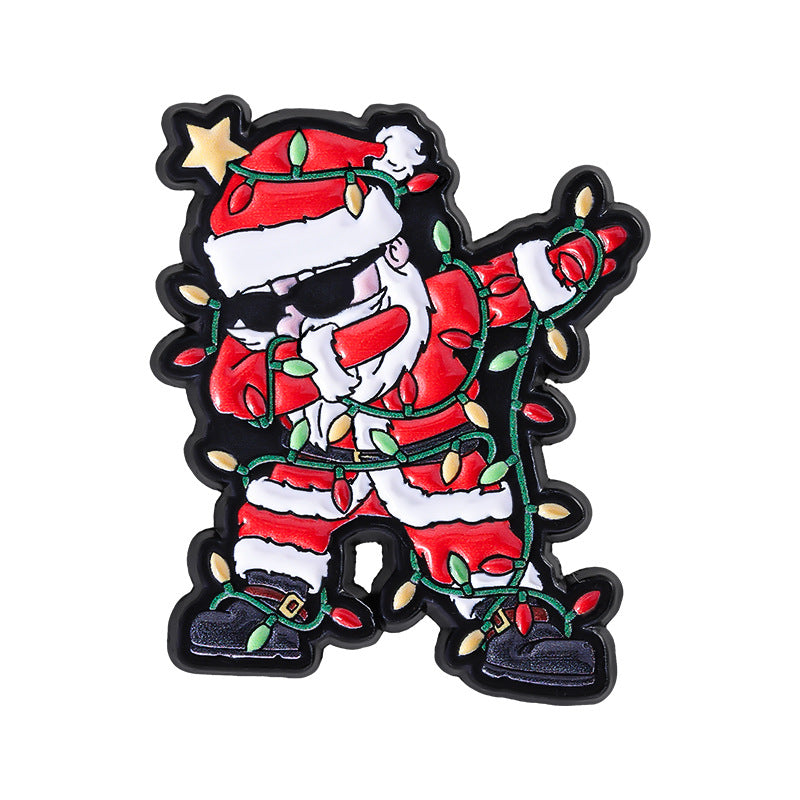 Retro Santa Claus Enamel Brooch Pin - C2
