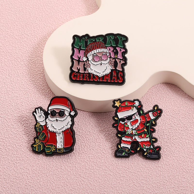 Retro Santa Claus Enamel Brooch Pin - view 1