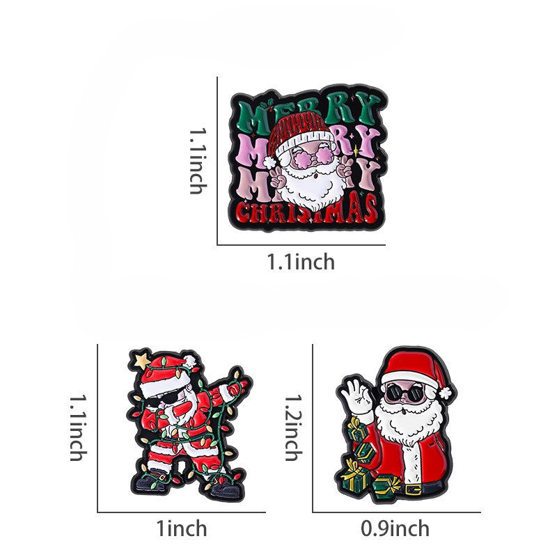 Retro Santa Claus Enamel Brooch Pin - view 2