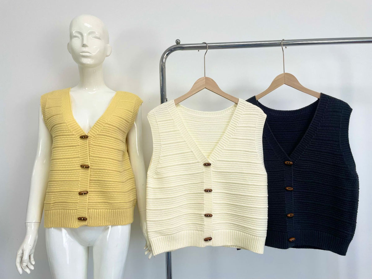 Chunky Ribbed V Neck Knit Vest