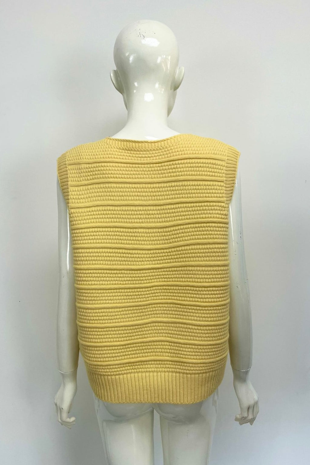Chunky Ribbed V Neck Knit Vest - yellow - 2