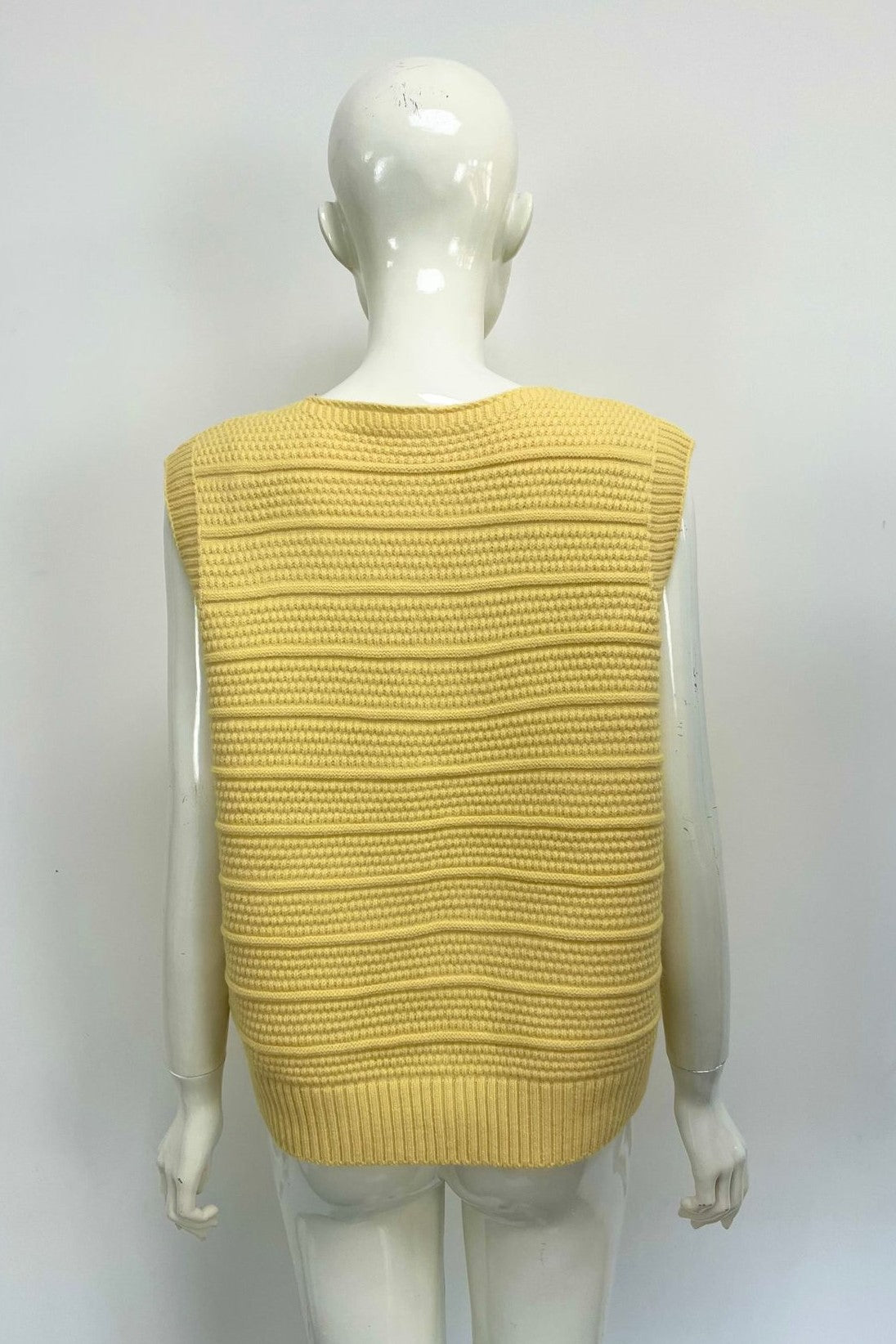 Chunky Ribbed V Neck Knit Vest - yellow - 2