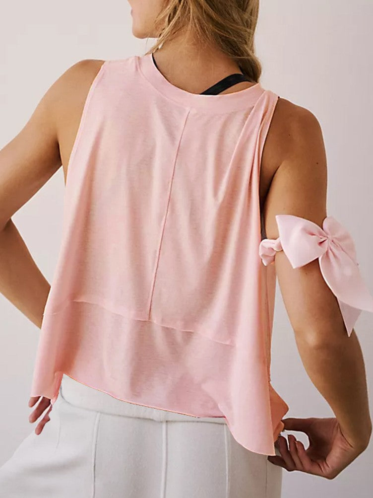 Flowy Cropped Muscle Tank With Pointed Hem - Pink - 6