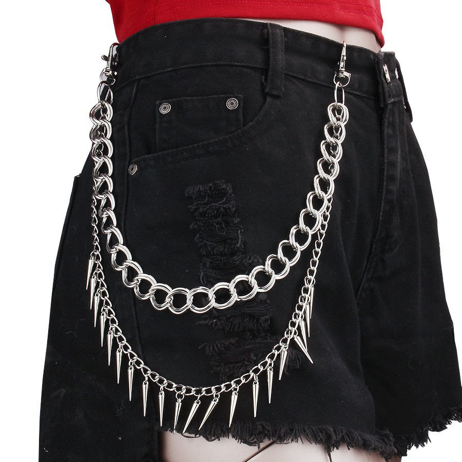 Layered Spike Charm Jean Waist Chain - Color_08