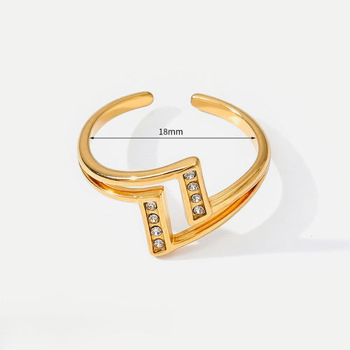 Adjustable Stacking Ring With Crystal Motifs - Parallel