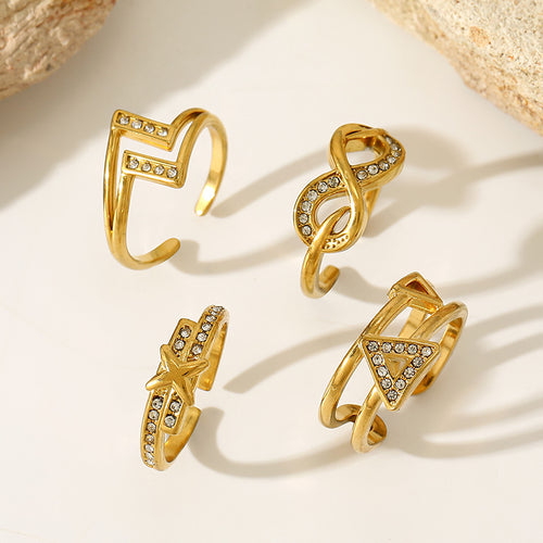 Adjustable Stacking Ring With Crystal Motifs