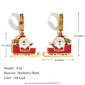 Santa Sleigh Enamel Huggie Drop Earrings - Red