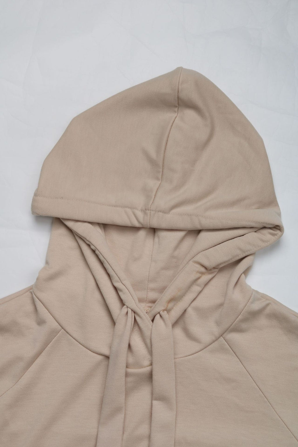 Ruffle Sleeve Drawstring Hooded Sweatshirt - Apricot - 3