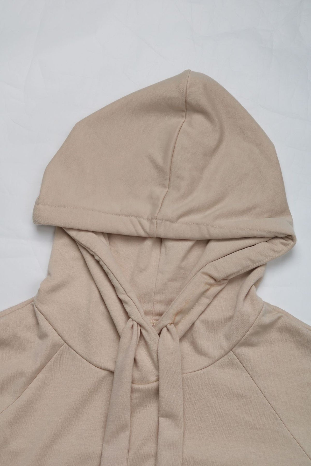 Ruffle Sleeve Drawstring Hooded Sweatshirt - Apricot - 3