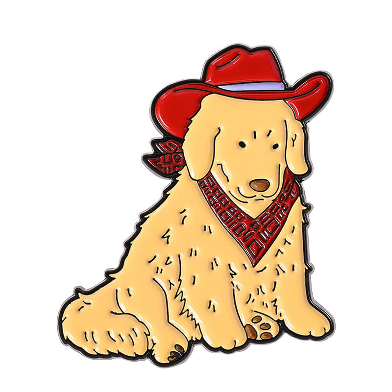 Cowboy Hat Dog Enamel Pin Brooch - C1