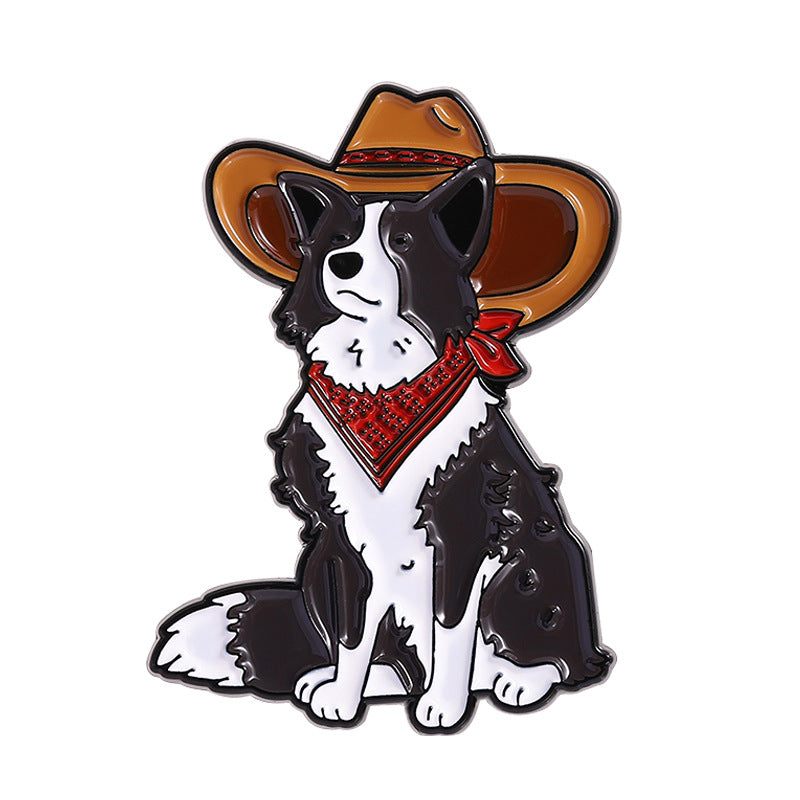 Cowboy Hat Dog Enamel Pin Brooch - C2