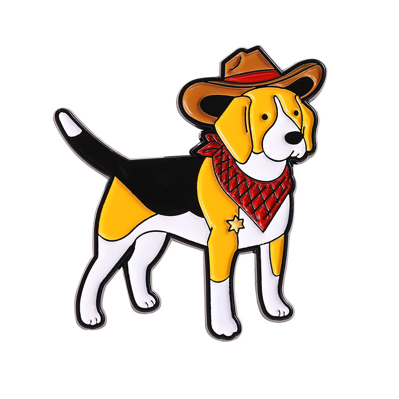 Cowboy Hat Dog Enamel Pin Brooch - C3