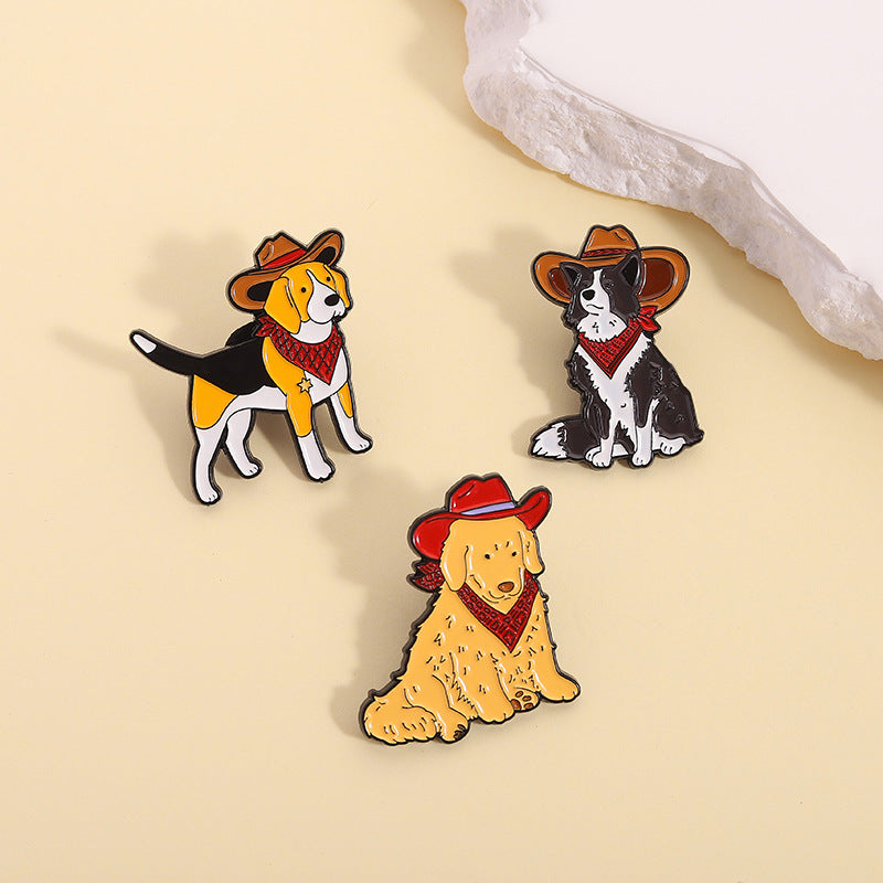 Cowboy Hat Dog Enamel Pin Brooch