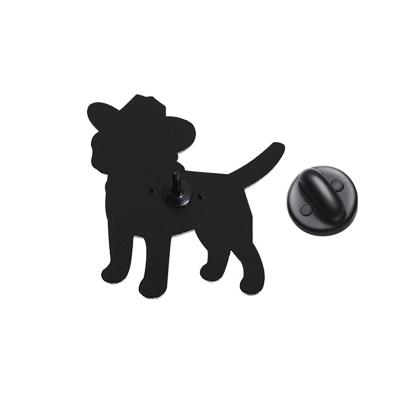 Cowboy Hat Dog Enamel Pin Brooch - view 1