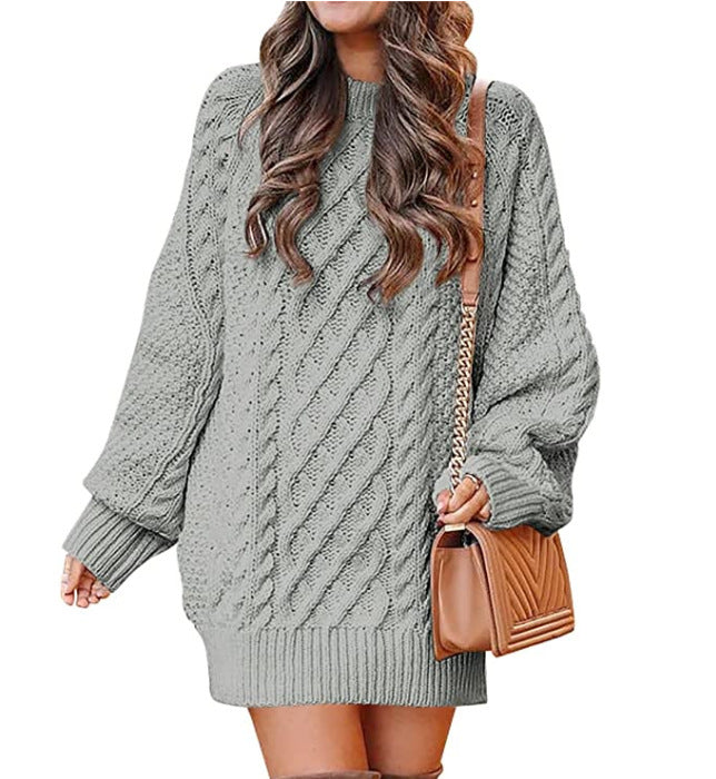 Chunky Cable Knit Oversized Sweater - Grey