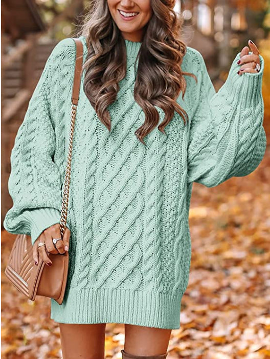 Chunky Cable Knit Oversized Sweater - LightBlue