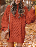 Chunky Cable Knit Oversized Sweater - Orange_Red