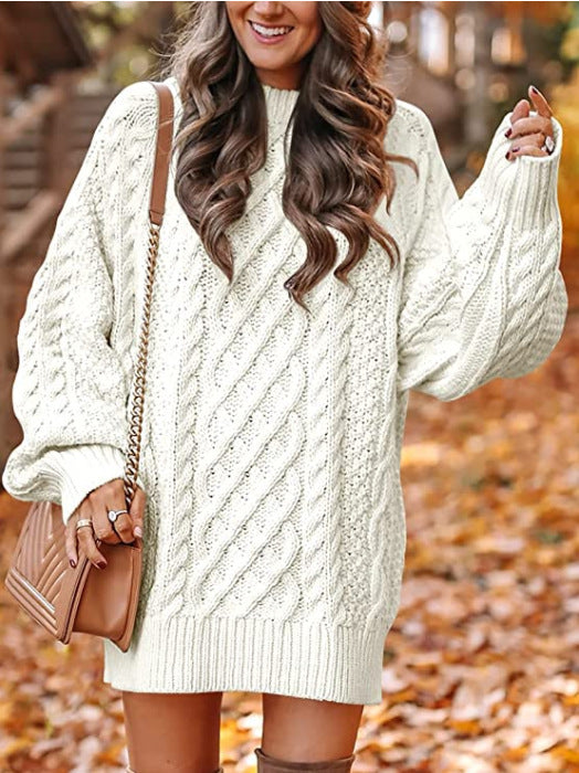 Chunky Cable Knit Oversized Sweater - White
