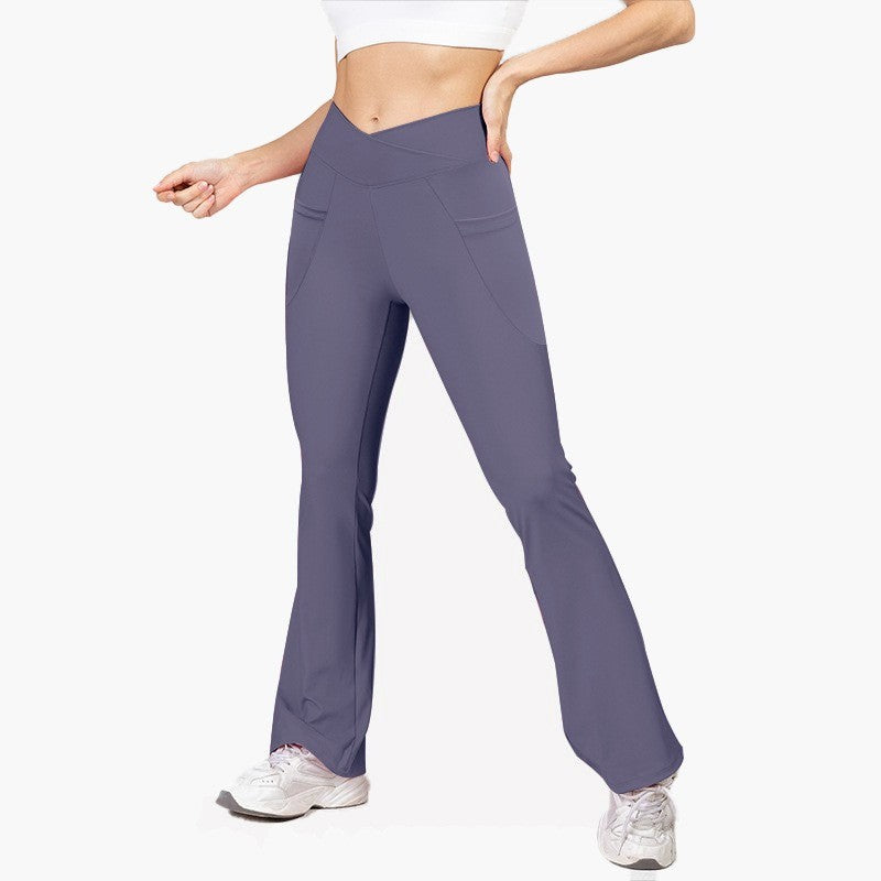 Crossover High Waist Flare Leg Workout Leggings
