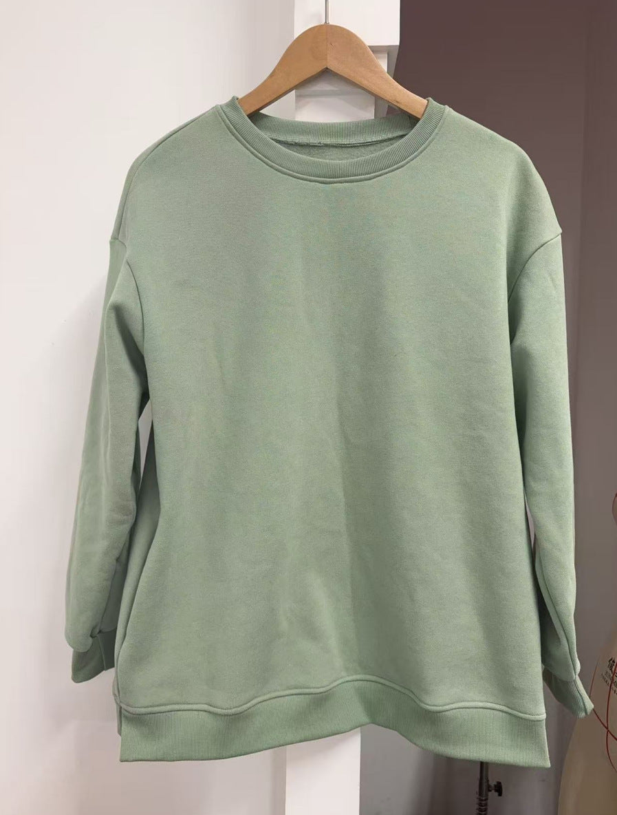 Oversized Crewneck Sweatshirt With Pockets - Green