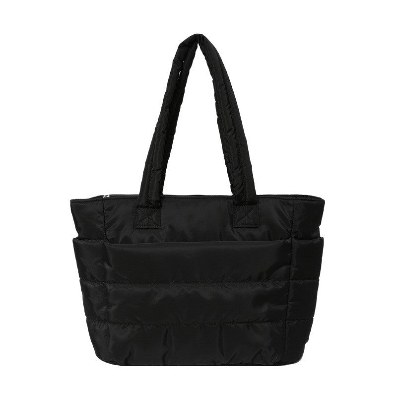 Quilted Puffer Tote Bag with Zip Top