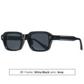 Rivet-Detail Square Frame Fashion Sunglasses - Black Grey