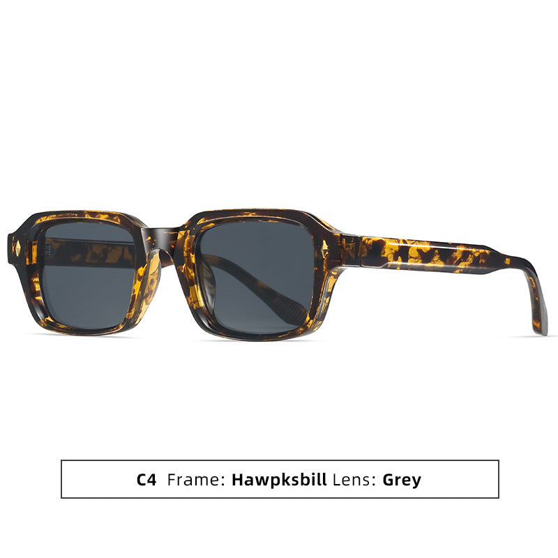 Rivet-Detail Square Frame Fashion Sunglasses - Tortoise Grey