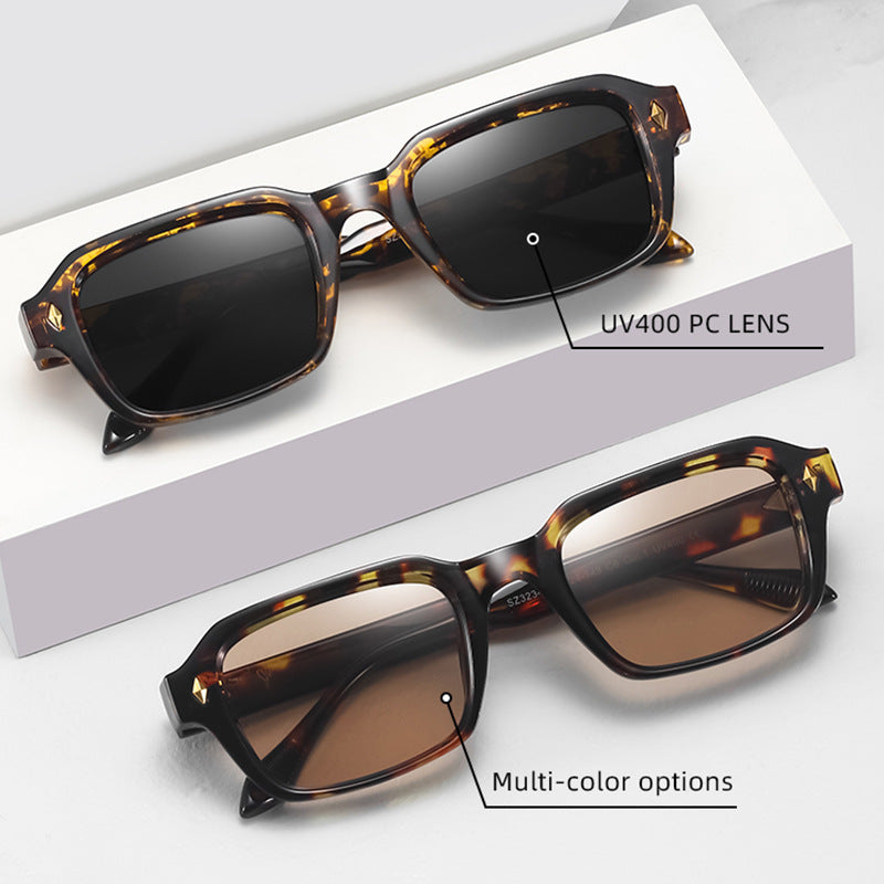 Rivet-Detail Square Frame Fashion Sunglasses