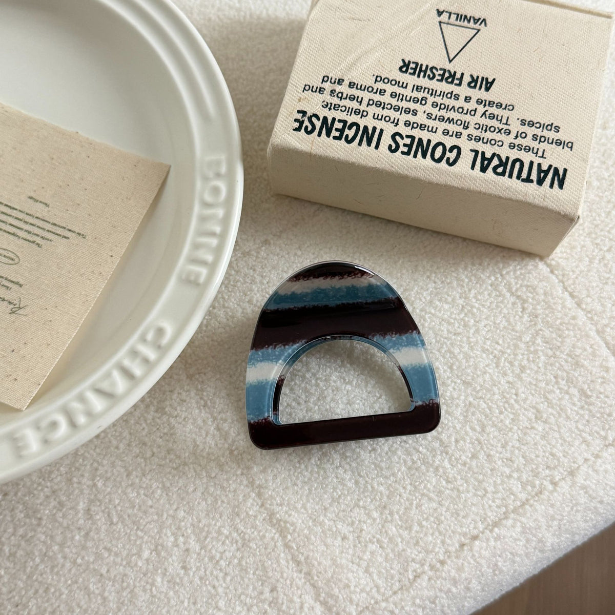 Mixed Print Mini Arch Hair Claw Clip - Blue_Brown