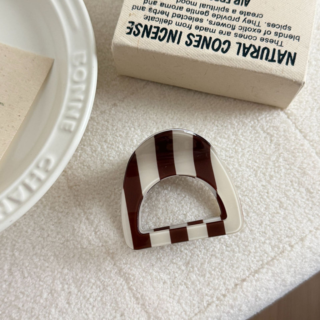Mixed Print Mini Arch Hair Claw Clip - Brown