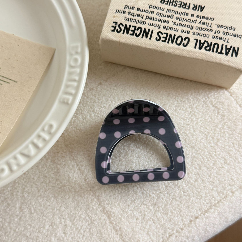 Mixed Print Mini Arch Hair Claw Clip - Gray_Purple