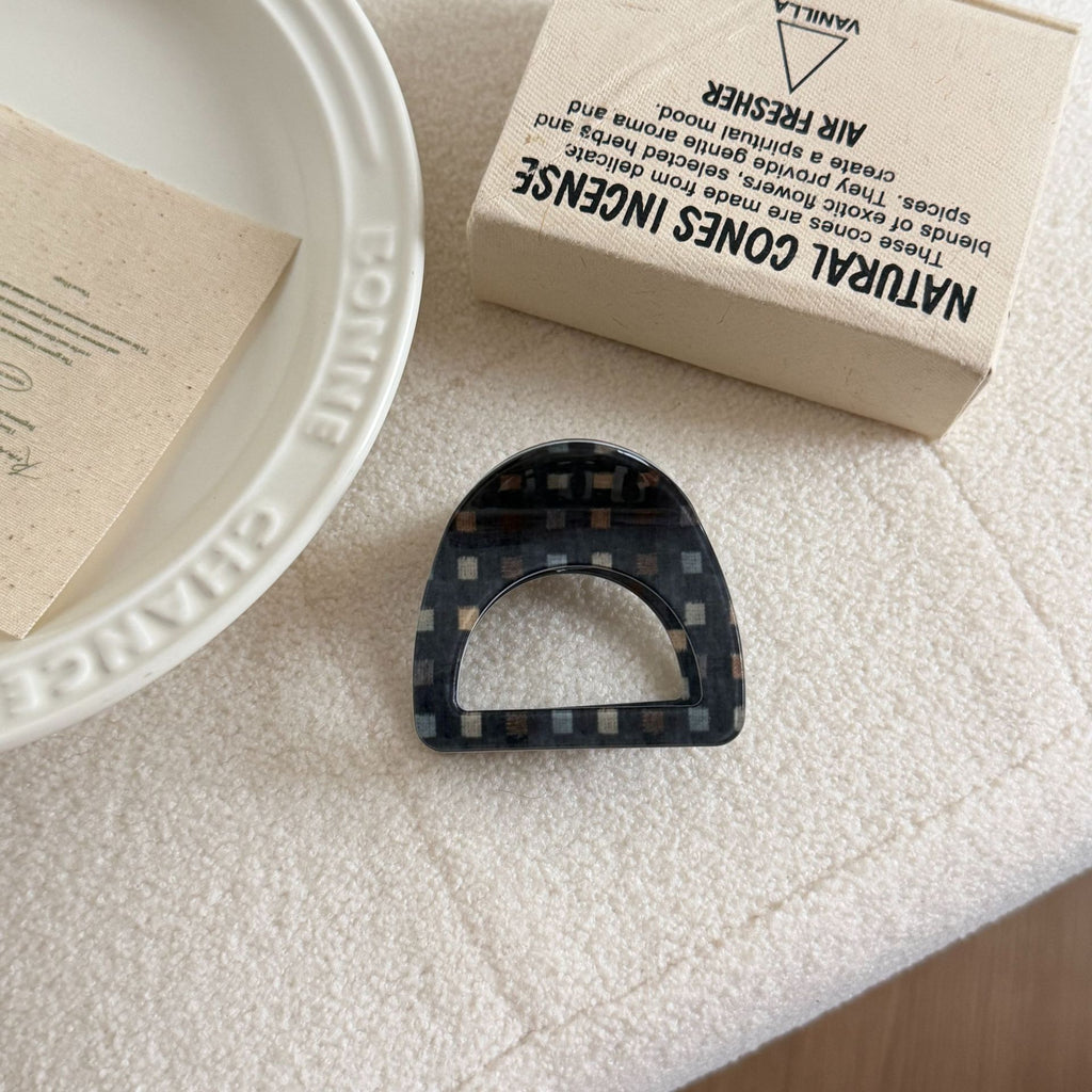 Mixed Print Mini Arch Hair Claw Clip - Navy