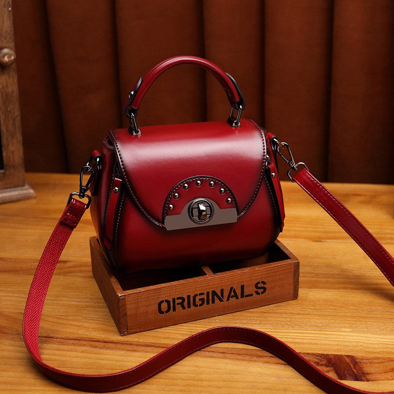 Vintage Studded Leather Top Handle Bag