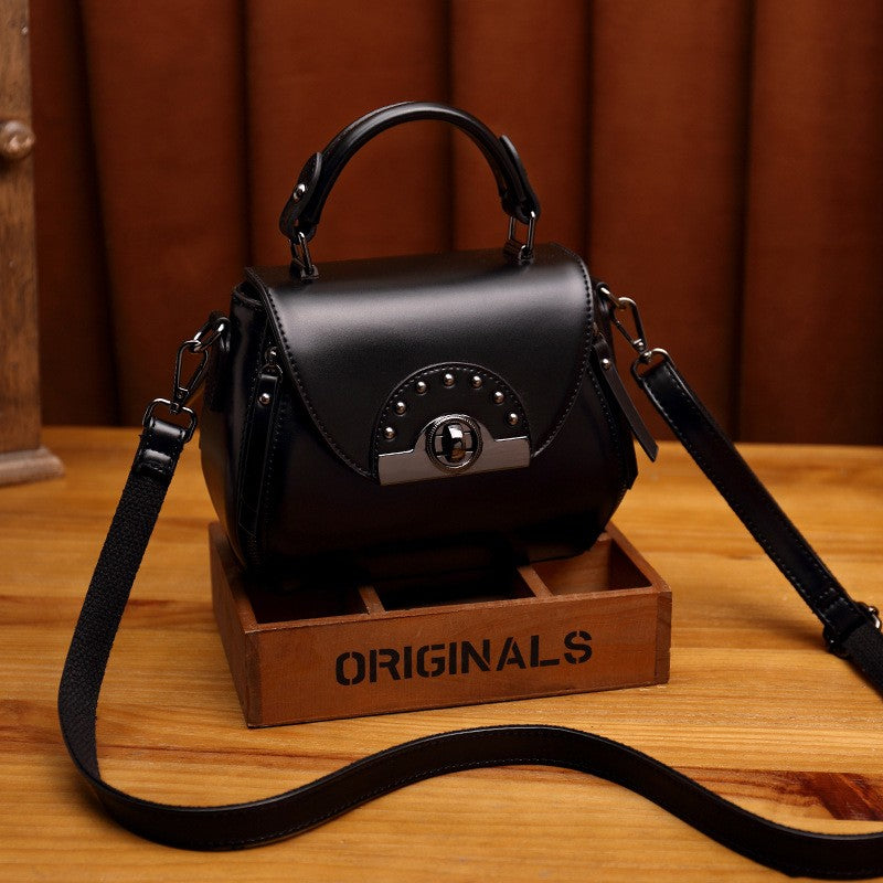 Vintage Studded Leather Top Handle Bag