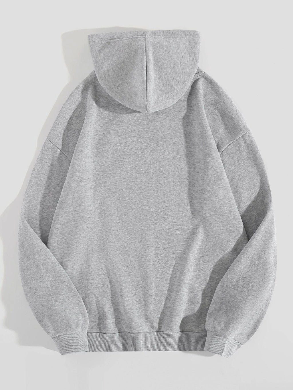 Watercolor Pumpkin Print Fleece Hoodie - Grey - 2