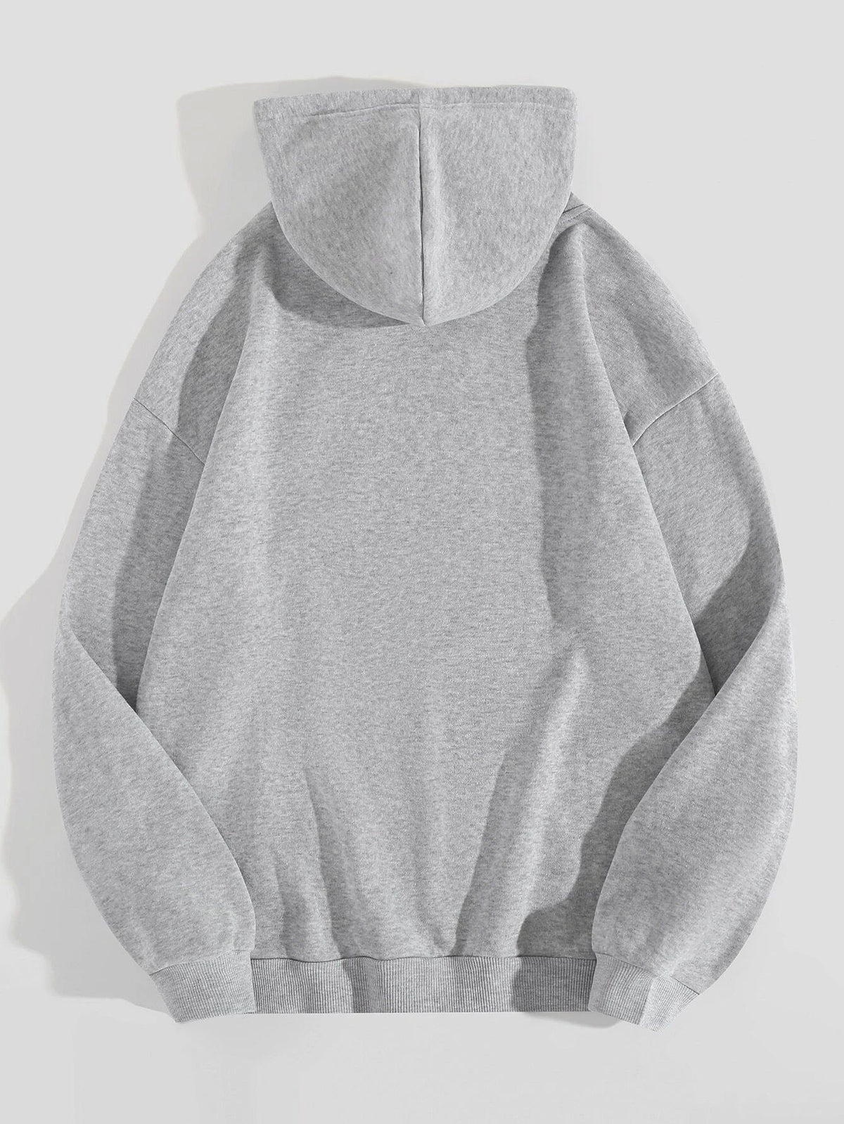 Watercolor Pumpkin Print Fleece Hoodie - Grey - 2