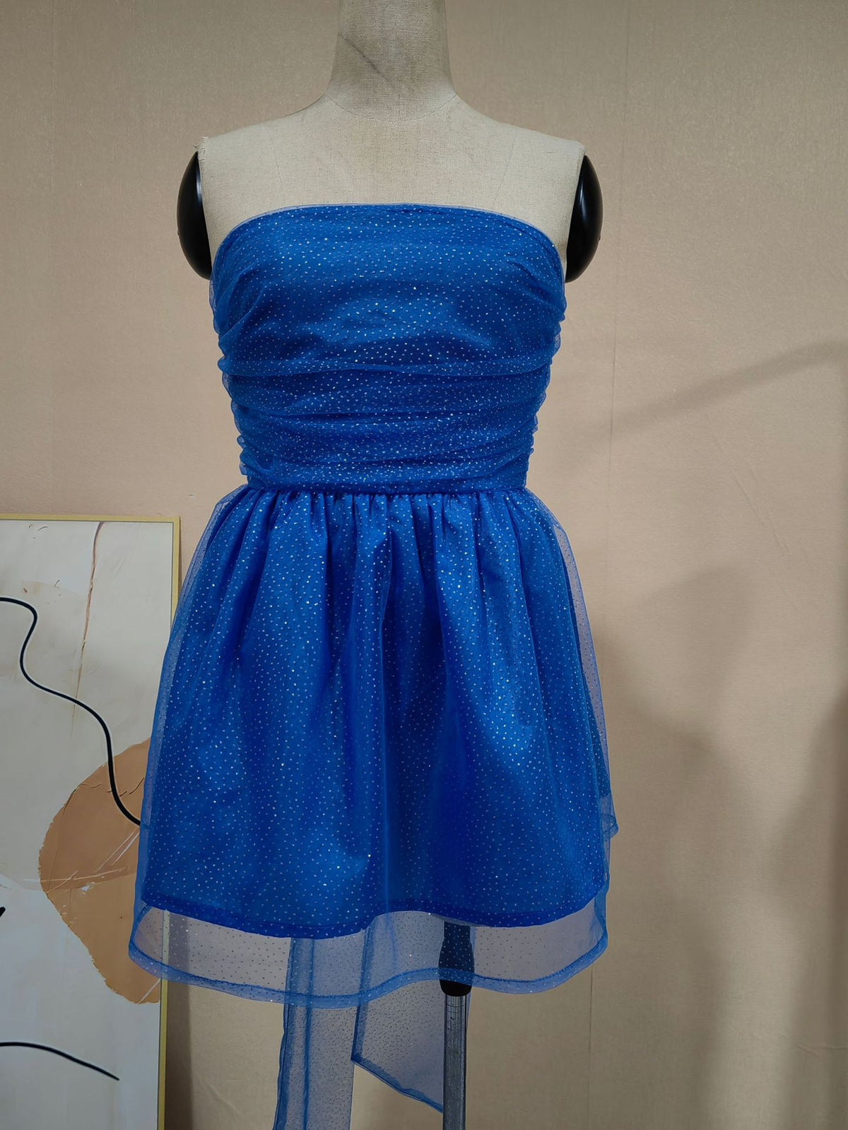 Ruched Party Mini Dress With Sash Bow - RoyalBlue